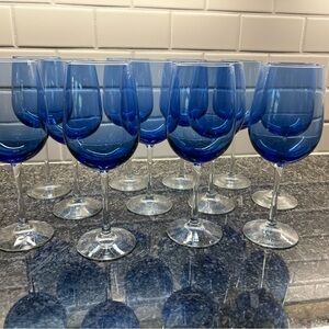 Set of 12 Blue Wine Glasses